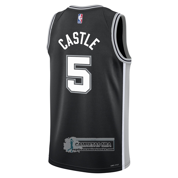 Camiseta Nino San Antonio Spurs Stephon Castle NO 5 Icon 2025-26 Negro
